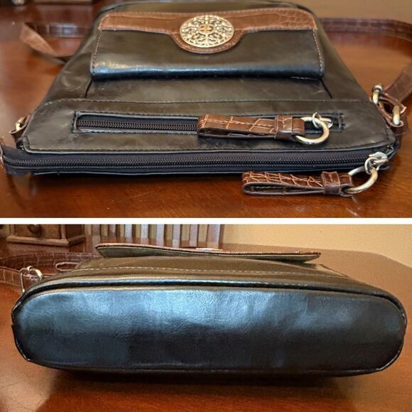 GIANI BERNINI - Florentine Glazed Leather Crossbody/Croco Faux Leather Trim EUC - Picture 10 of 16